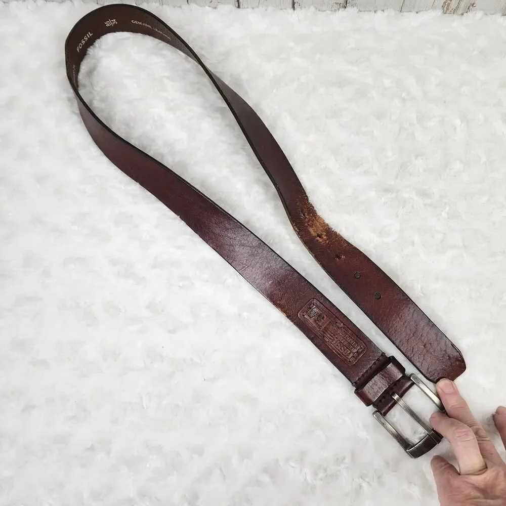 Fossil Leather Belt Brown Size 34